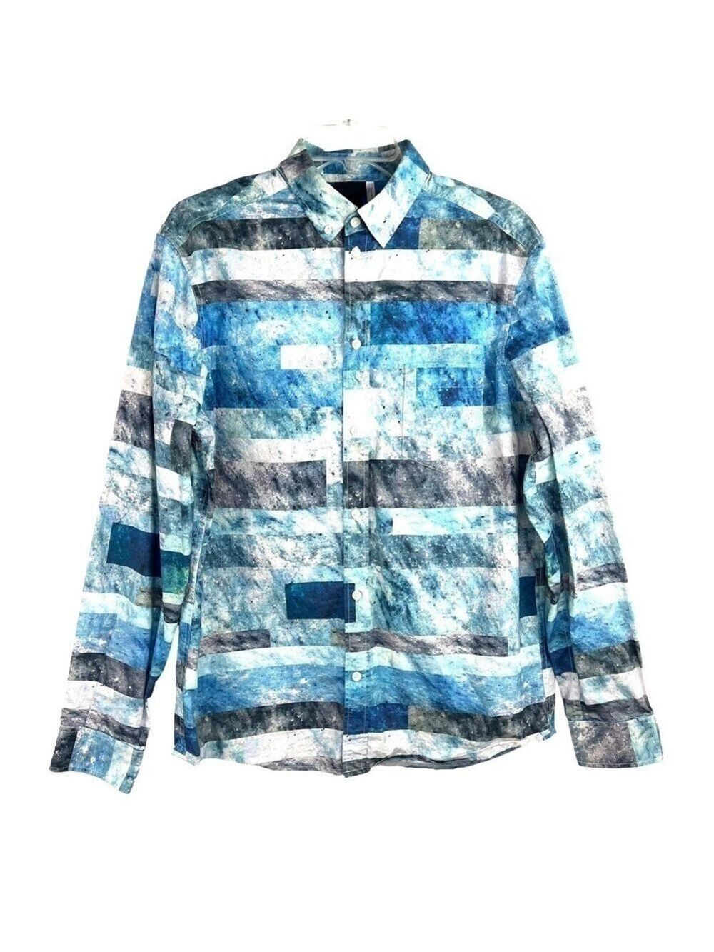 EUC-H&M Water Color Galaxy Pattern, Regular Fit, Cotton, Long Sleeves Shirt MD